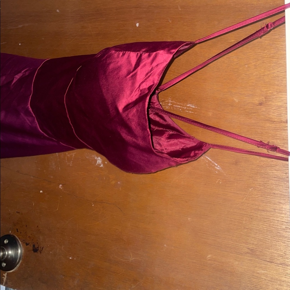 Elegant Burgundy Satin Dress